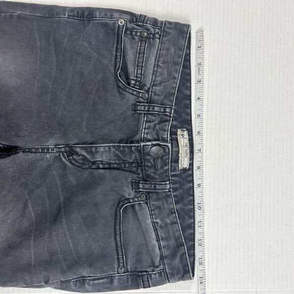 Free People Jeans Gray Black Stretch Button Long Ankle Zippers Skinny Size W 26 - Picture 7 of 13